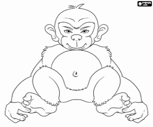 Coloriage Chimpanzé assis sur le sol