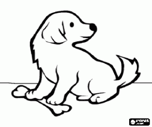 Coloriage Chiot avec un os