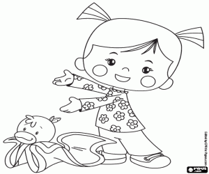 Coloriage Chloé et la couverture de canard