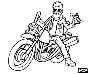 Coloriage Chopper moto avec son propriétaire