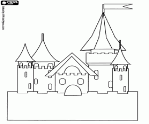 Coloriage Château avec une grande muraille