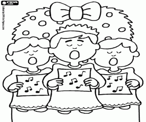 Coloriage Chœur d'enfants et de chants de Noël
