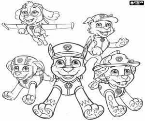 Coloriage Cinq des chiens Paw Patrol