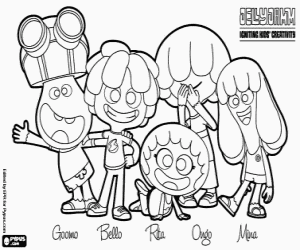 Coloriage Cinq protagonistes de Jelly Jamm