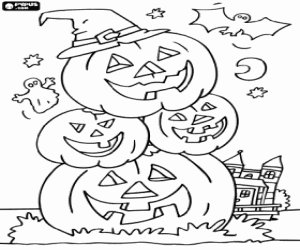 Coloriage Des citrouilles hantées