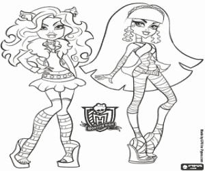 Coloriage Clawdeen et Cleo, Monster High