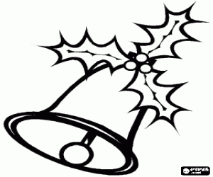 Coloriage Cloche de Noël décoré avec du houx