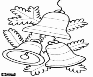 Coloriage Cloches de Noël avec des feuilles
