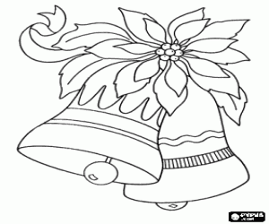 Coloriage Cloches de Noël avec une fleur