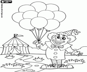 Coloriage Clown avec des ballons