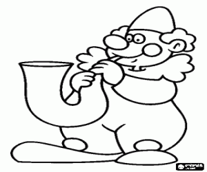 Coloriage Clown jouent du saxophone