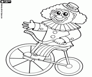 Coloriage Clown à vélo