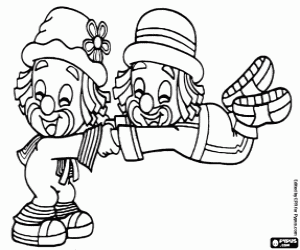 Coloriage Clowns drôles Patatí et Patatá