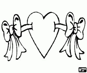 Coloriage Coeur transpercé par deux rubans
