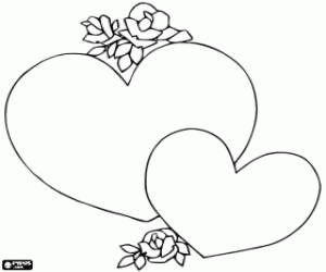 Coloriage Coeurs et fleurs pour Saint-Valentin