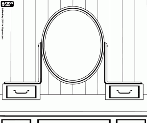 Coloriage Coiffeuse avec miroir