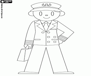 Coloriage Le commandant de bord avec uniforme