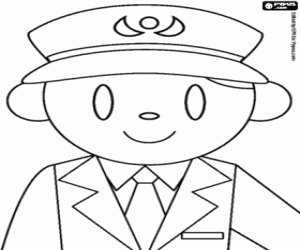 Coloriage Commandant de l'avion avec uniforme