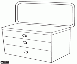 Coloriage Commode avec miroir