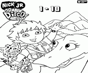Coloriage Compter de 1 à 10 avec Diego et les animaux