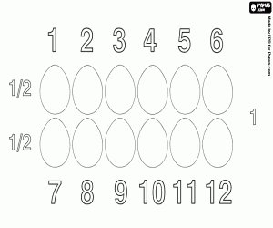 Coloriage Pour compter jusqu'à douze œufs, une douzaine