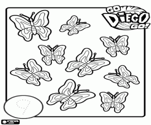 Coloriage Compter jusqu'à neuf avec papillons