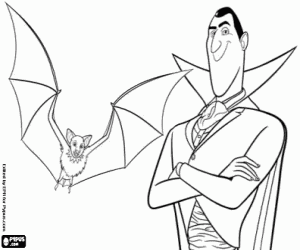 Coloriage Comte Dracula et une chauve-souris