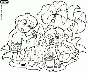 Coloriage Constructions avec le sable de la plage