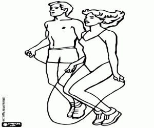 Coloriage La corde à sauter, un exercice physique