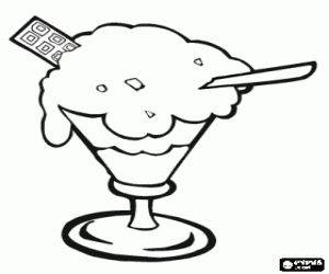 Coloriage Coupe de crème glacée, crème et biscuits