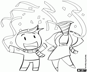 Coloriage Couple et la fête du nouvel an