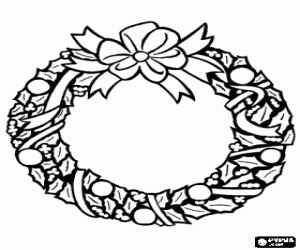 Coloriage Couronne de Noël avec un ruban
