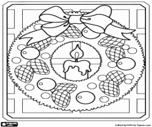 Coloriage Couronne de Noël avec une bougie