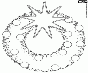 Coloriage Couronne de Noël avec une étoile