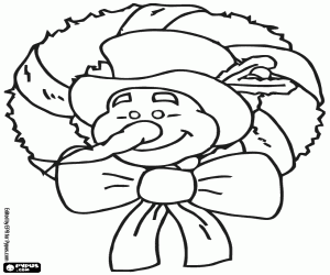 Coloriage Couronne de Noël, bonhomme de neige