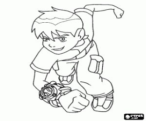 Coloriage Course de Ben 10 avec l'Omnitrix