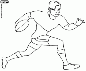 Coloriage La course d'un joueur de rugby