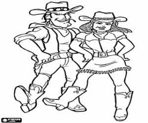 Coloriage Les cowboys dansant musique country