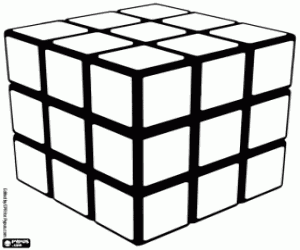 Coloriage Cube de Rubik. Cube de six couleurs