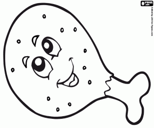 Coloriage Cuisse de poulet souriant