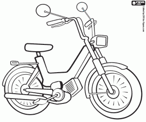 Coloriage Cyclomoteur, un véhicule motorisé