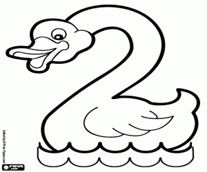 Coloriage Le cygne nageant, le numéro 2