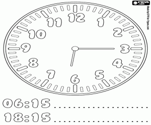 Coloriage C’est un 06:15 dans une horloge