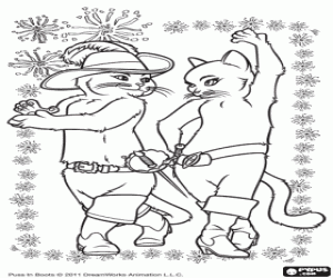 Coloriage Danse du Chat Potté et Kitty
