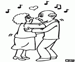 Coloriage La danse des grands-parents