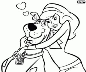 Coloriage Daphné embrassant Scooby-Doo