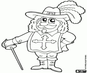 Coloriage D'Artagnan, le plus célèbre mousquetaire