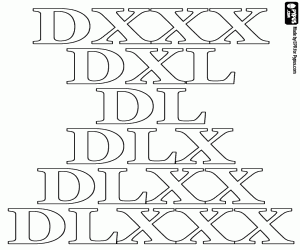 Coloriage De 530 à 580, des dizaines romaines