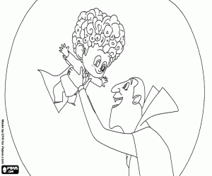 Coloriage Dennis avec son grand-père Dracula