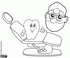 Coloriage La dent heureuse et le dentiste